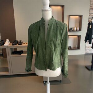 CHICOS Green 100% Sueded Leather Jacket Size Chicos 1 US M 8